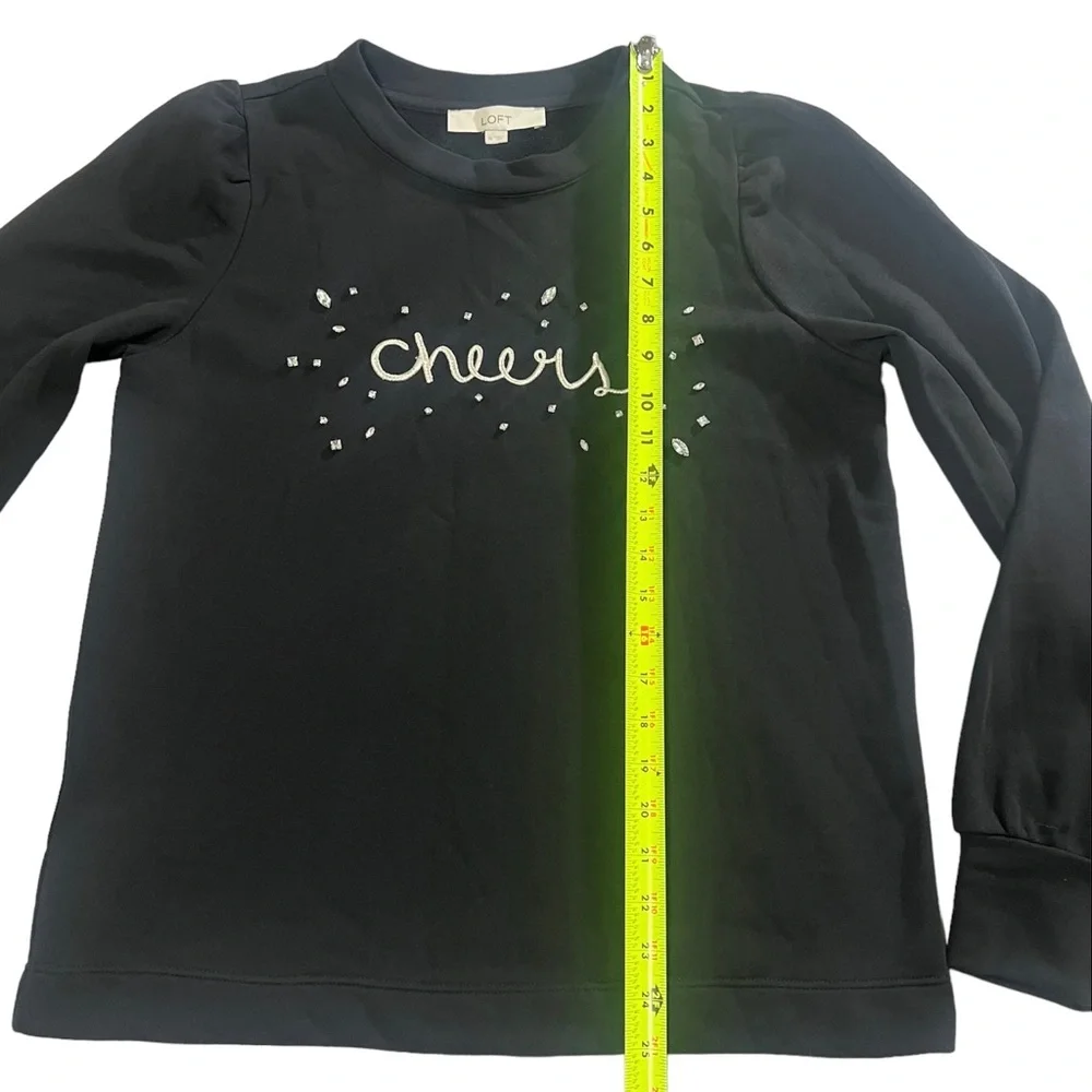 Loft Black Cheers Sweatshirt Long Sleeves Crew neck  Size M - Picture 11 of 12